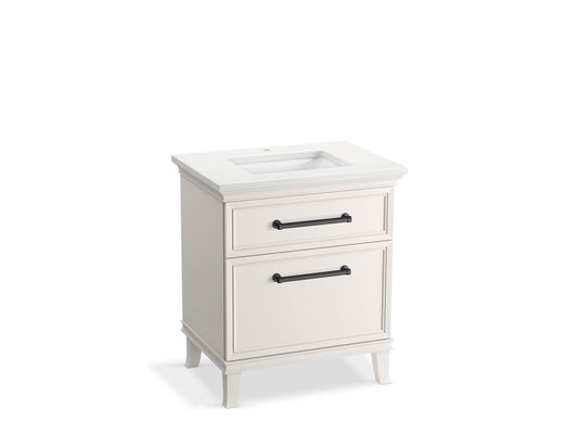 KOHLER K-CM29480-BD2-AWL 30" bathroom vanity cabinet with sink and quartz top  -  Linen White