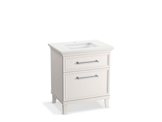 KOHLER K-CM29480-BD2-AWC 30" bathroom vanity cabinet with sink and quartz top  -  Linen White