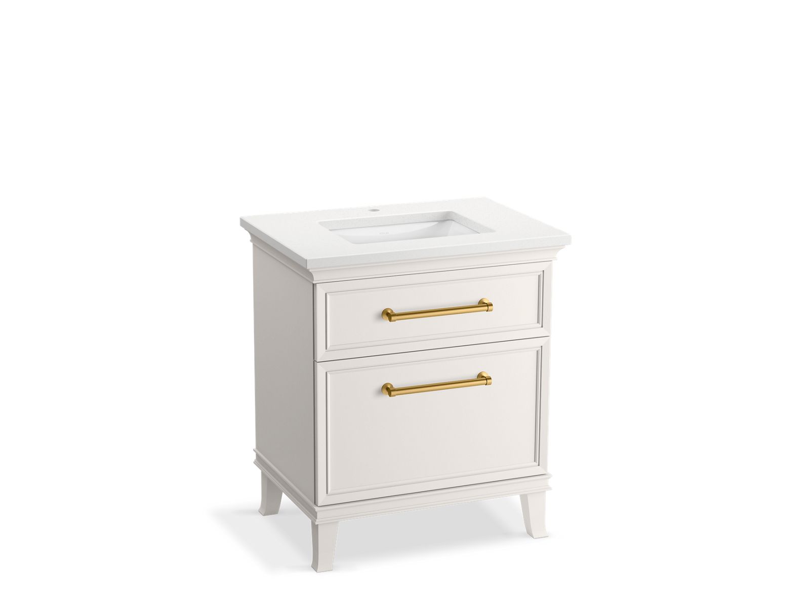KOHLER K-CM29480-BD2-AWB 30" bathroom vanity cabinet with sink and quartz top  -  Linen White