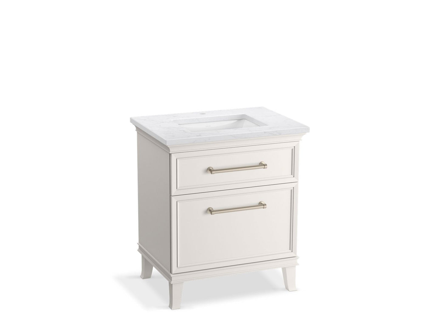 KOHLER K-CM29480-BD2-ATN 30" bathroom vanity cabinet with sink and quartz top  -  Linen White