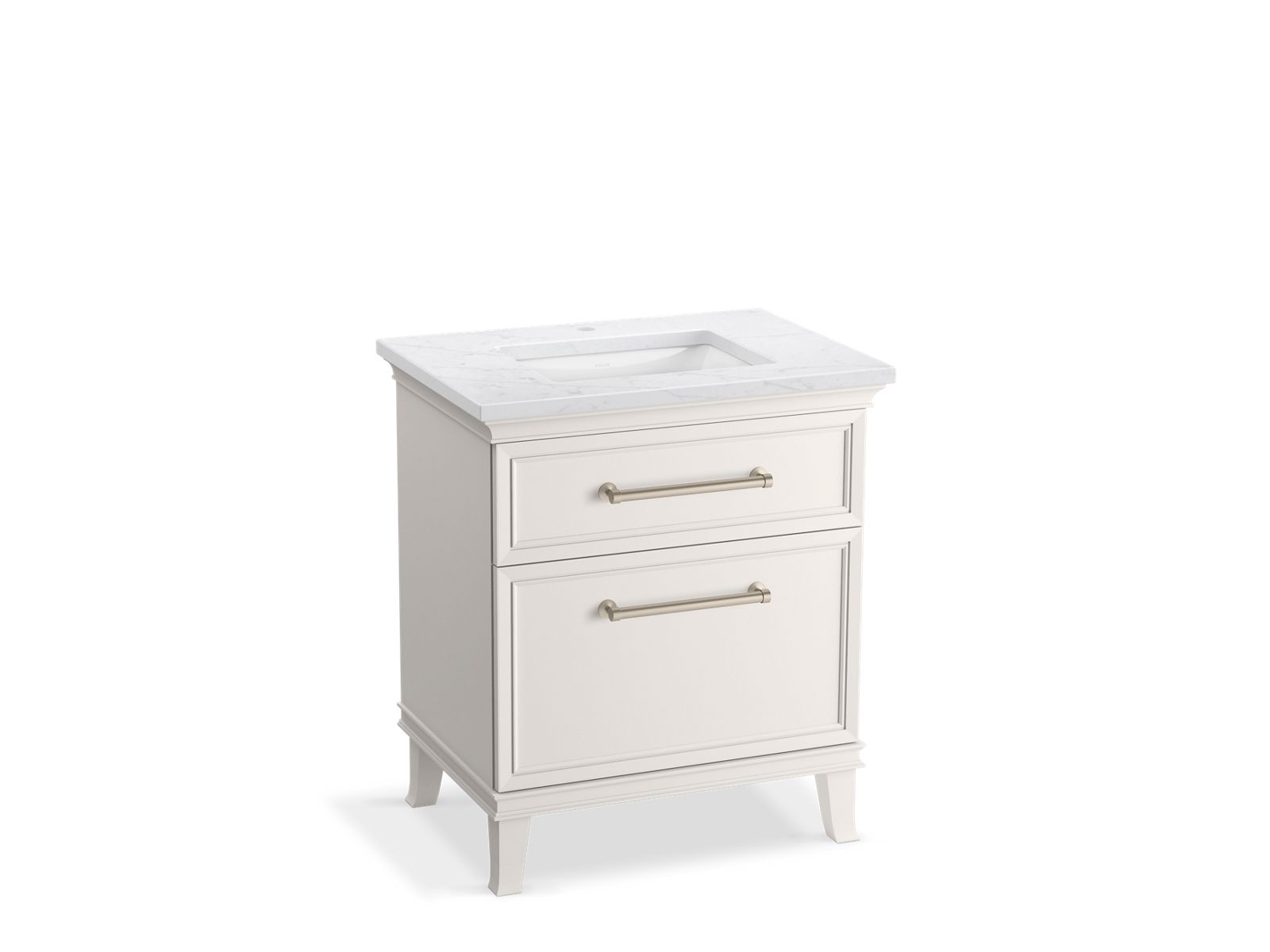 KOHLER K-CM29480-BD2-ATN 30" bathroom vanity cabinet with sink and quartz top  -  Linen White