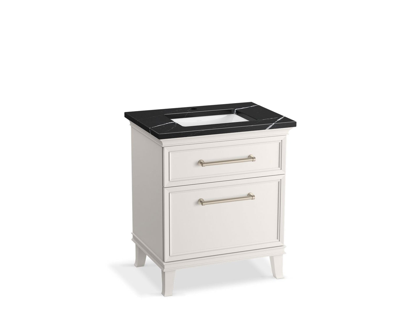 KOHLER K-CM29480-BD2-AEN 30" bathroom vanity cabinet with sink and quartz top  -  Linen White