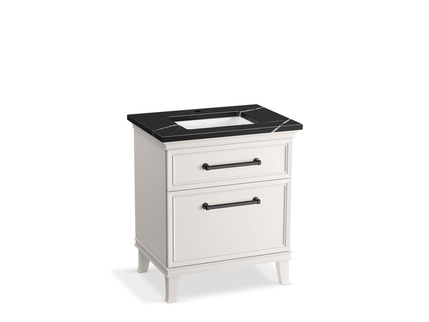 KOHLER K-CM29480-BD2-AEL 30" bathroom vanity cabinet with sink and quartz top  -  Linen White