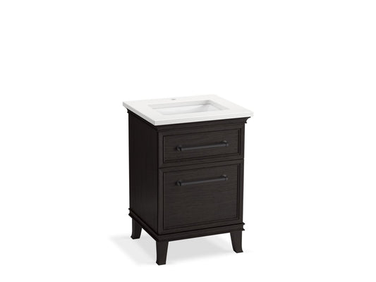 KOHLER K-CM29469-BD1-BWL 24" bathroom vanity cabinet with sink and quartz top  -  Carbon Oak