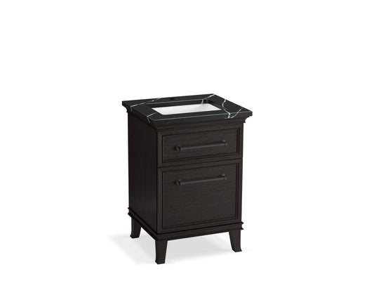 KOHLER K-CM29469-BD1-BEL 24" bathroom vanity cabinet with sink and quartz top  -  Carbon Oak