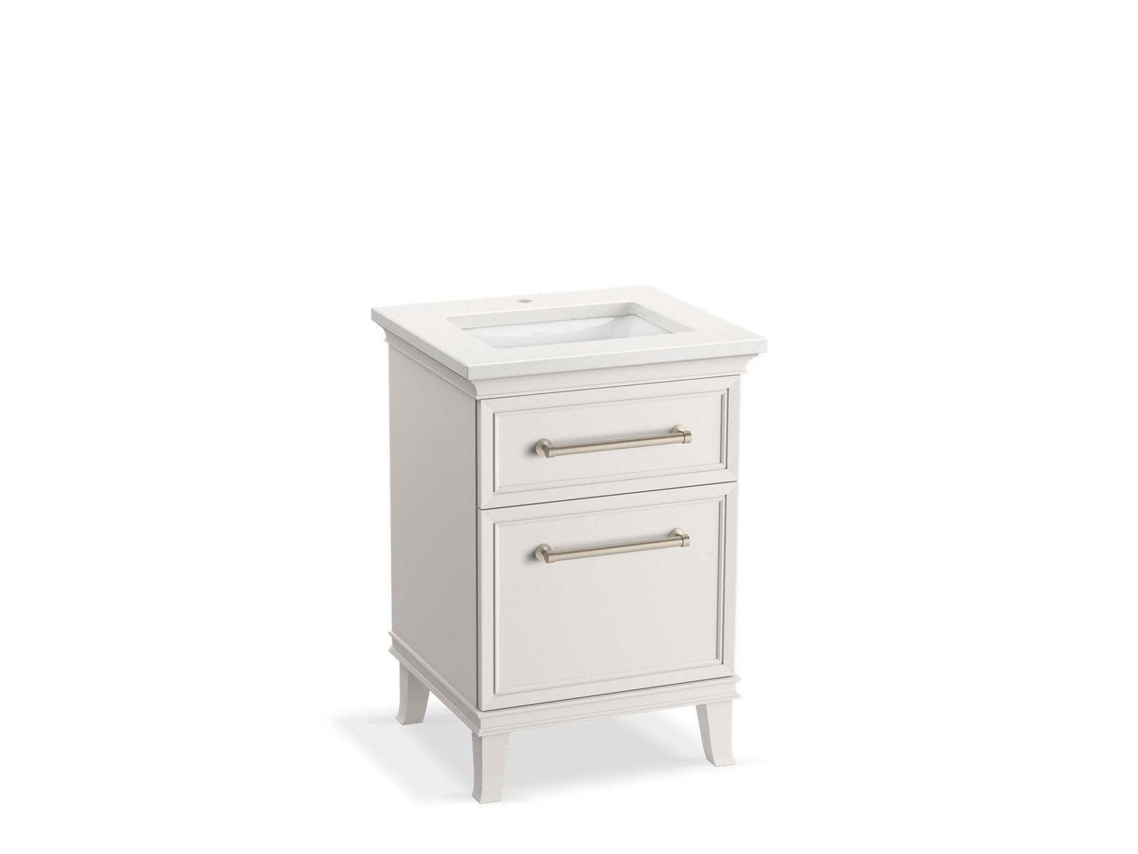 KOHLER K-CM29469-BD1-AWN 24" bathroom vanity cabinet with sink and quartz top  -  Linen White