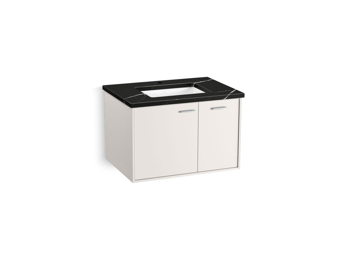KOHLER K-CM99541-BD13-AE1 Jute 30" Wall-Hung Bathroom Vanity Cabinet With Sink And Quartz Top - Linen White