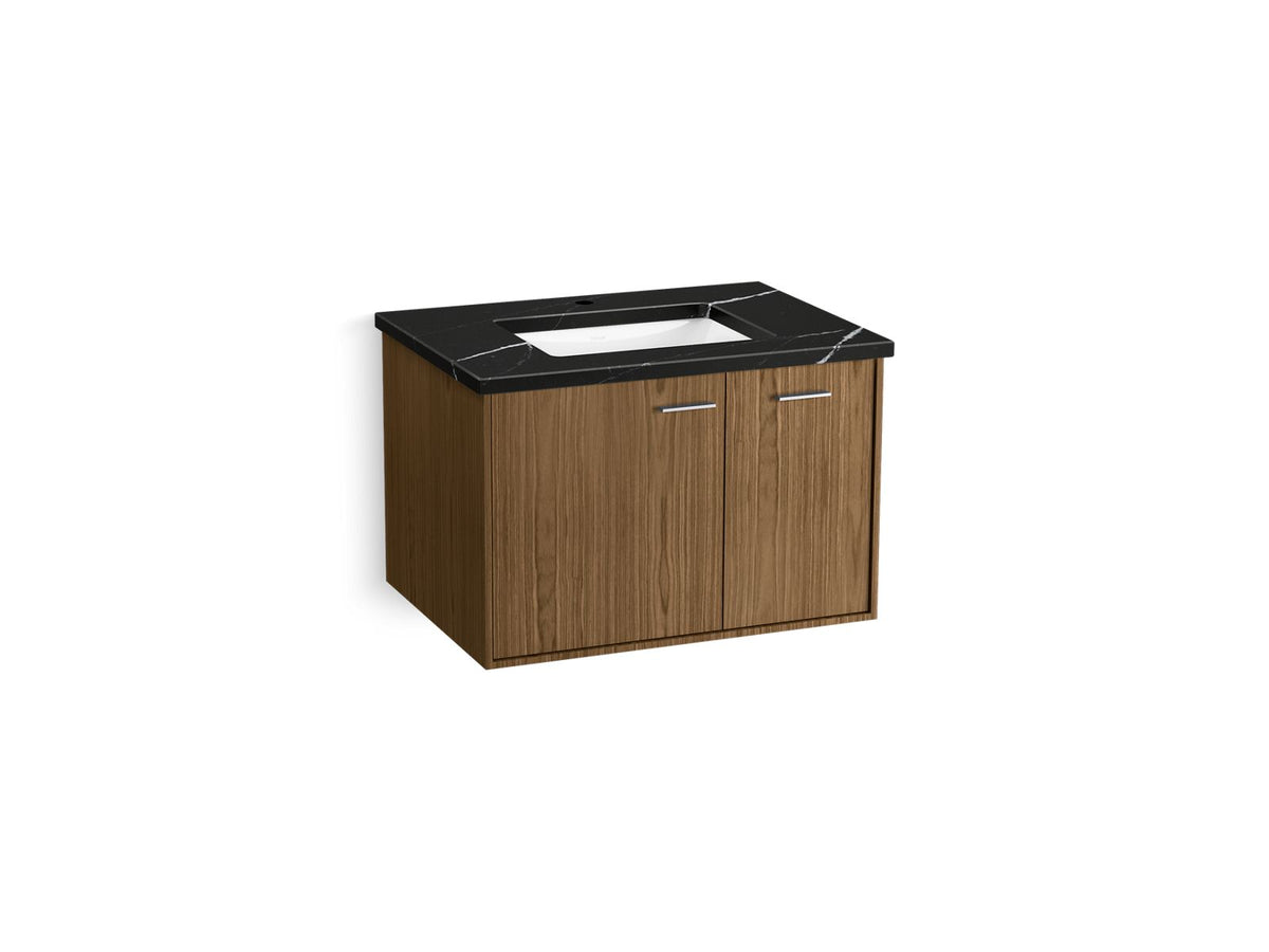KOHLER K-CM99541-BD13-ME1 Jute 30" Wall-Hung Bathroom Vanity Cabinet With Sink And Quartz Top - Walnut Flax
