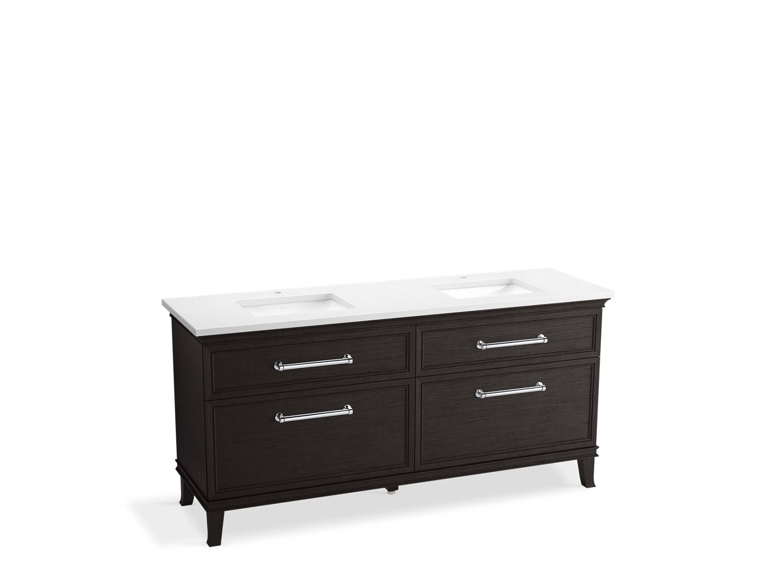 KOHLER K-CM29482-BD6-BWC 72" bathroom vanity cabinet with sinks and quartz top  -  Carbon Oak