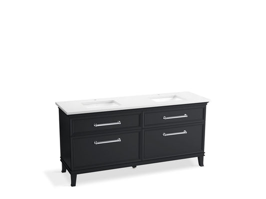 KOHLER K-CM29482-BD6-XWC 72" bathroom vanity cabinet with sinks and quartz top  -  Slate Grey