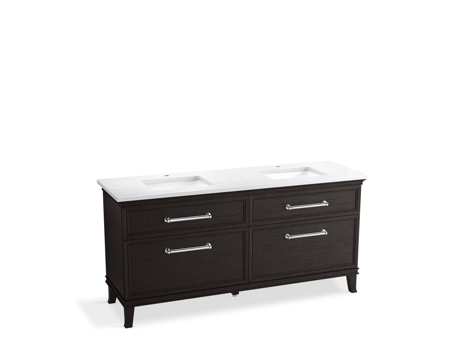 KOHLER K-CM29482-BD6-BTC 72" bathroom vanity cabinet with sinks and quartz top  -  Carbon Oak