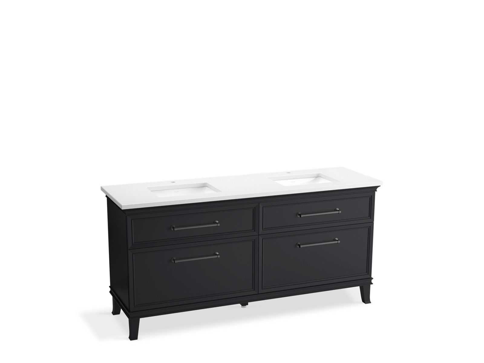 KOHLER K-CM29482-BD6-XWL 72" bathroom vanity cabinet with sinks and quartz top  -  Slate Grey