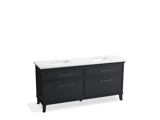 KOHLER K-CM29482-BD6-XWL 72" bathroom vanity cabinet with sinks and quartz top  -  Slate Grey