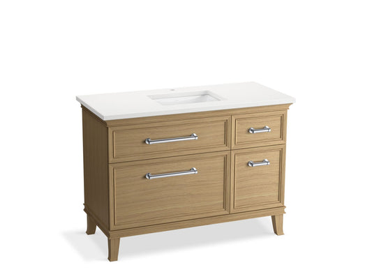 KOHLER K-CM29481-BD4-KWC 48" bathroom vanity cabinet with sink and quartz top  -  Light Oak