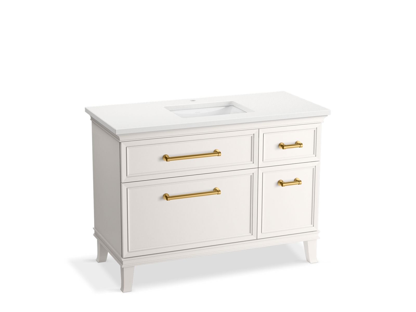 KOHLER K-CM29481-BD4-AWB 48" bathroom vanity cabinet with sink and quartz top  -  Linen White
