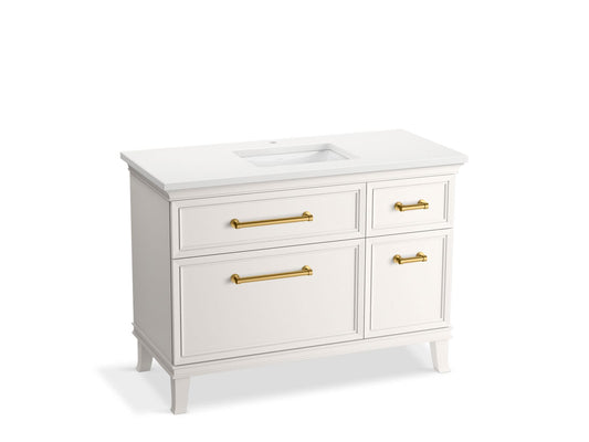 KOHLER K-CM29481-BD4-AWB 48" bathroom vanity cabinet with sink and quartz top  -  Linen White