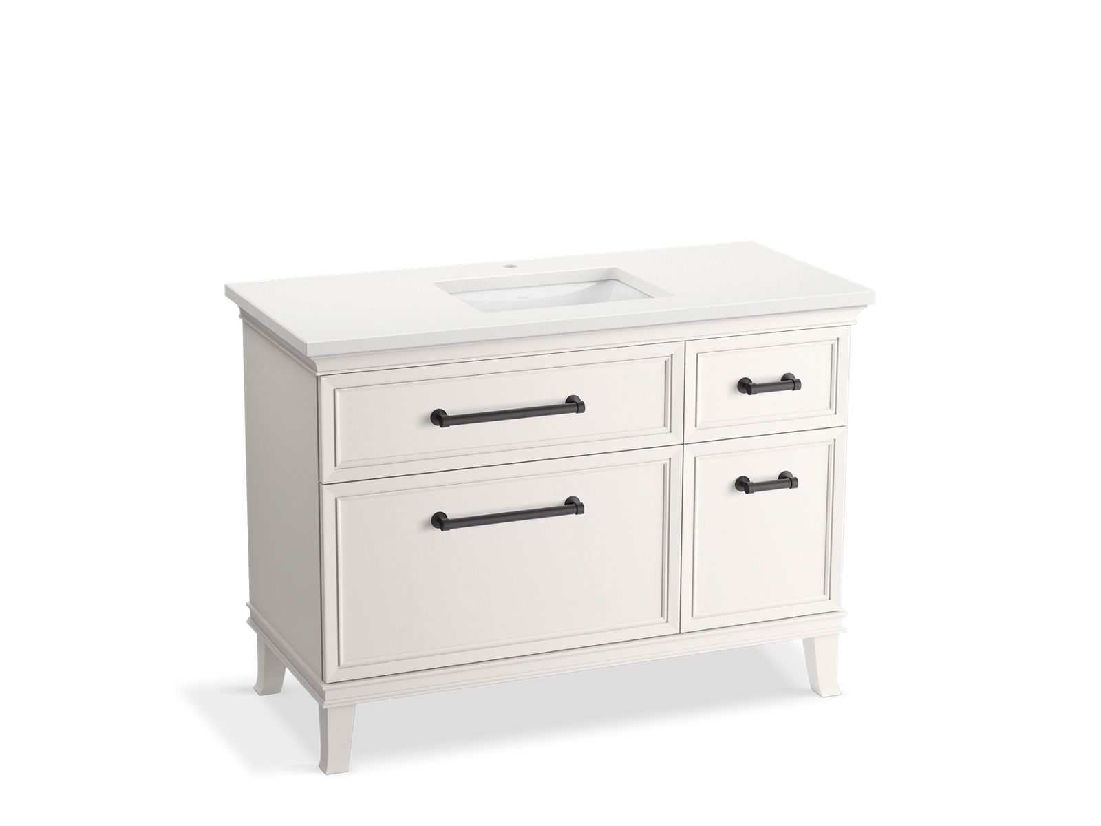 KOHLER K-CM29481-BD4-AWL 48" bathroom vanity cabinet with sink and quartz top  -  Linen White