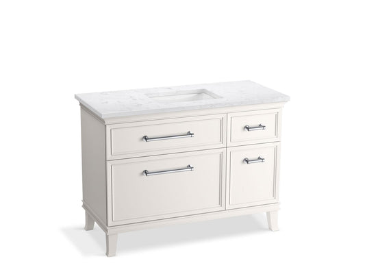 KOHLER K-CM29481-BD4-ATC 48" bathroom vanity cabinet with sink and quartz top  -  Linen White