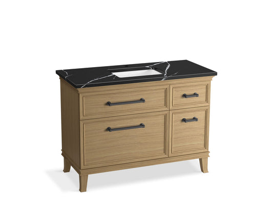 KOHLER K-CM29481-BD4-KML 48" bathroom vanity cabinet with sink and quartz top  -  Light Oak