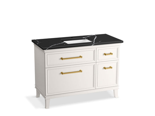 KOHLER K-CM29481-BD4-AEB 48" bathroom vanity cabinet with sink and quartz top  -  Linen White
