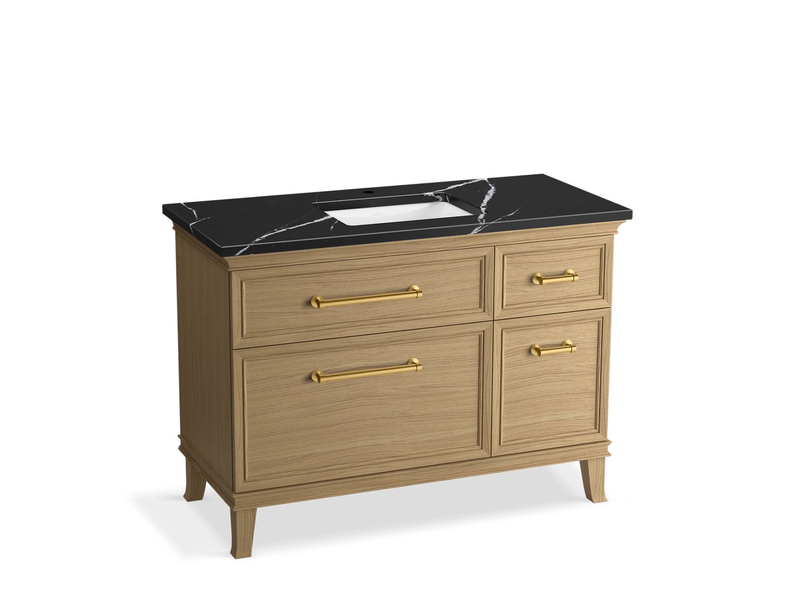 KOHLER K-CM29481-BD4-KMB 48" bathroom vanity cabinet with sink and quartz top  -  Light Oak