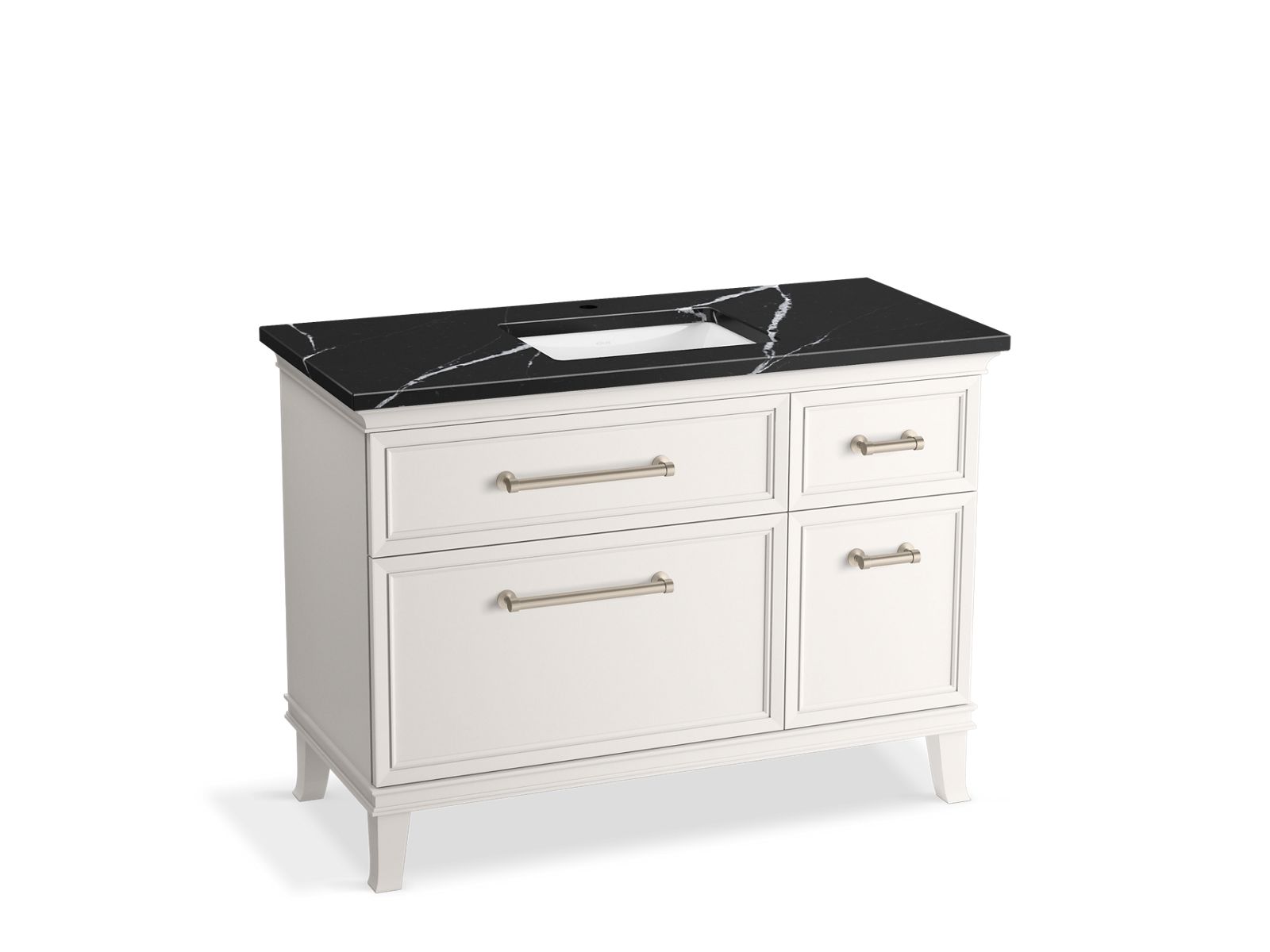 KOHLER K-CM29481-BD4-AEN 48" bathroom vanity cabinet with sink and quartz top  -  Linen White