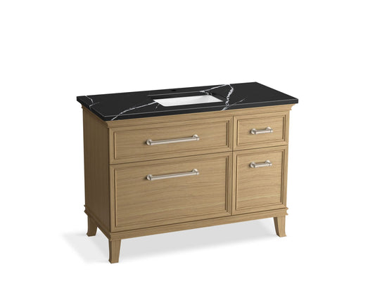 KOHLER K-CM29481-BD4-KEN 48" bathroom vanity cabinet with sink and quartz top  -  Light Oak