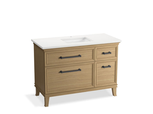 KOHLER K-CM29481-BD4-KWL 48" bathroom vanity cabinet with sink and quartz top  -  Light Oak