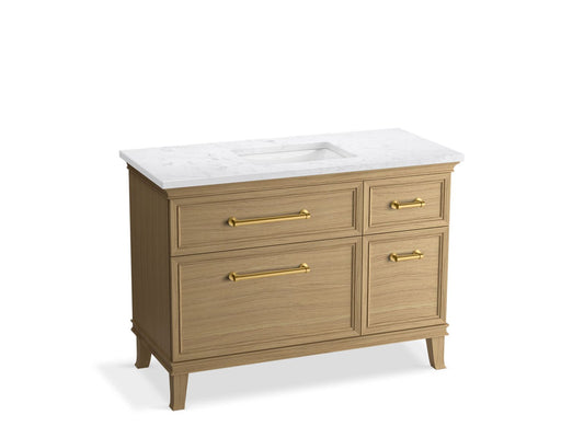 KOHLER K-CM29481-BD4-KTB 48" bathroom vanity cabinet with sink and quartz top  -  Light Oak