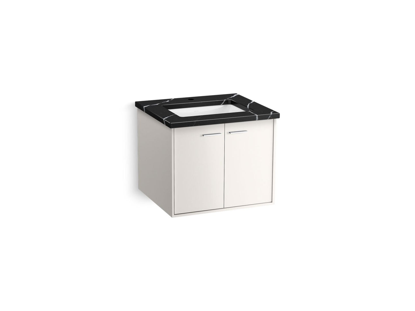 KOHLER K-CM99539-BD12-AE1 24" wall-hung bathroom vanity cabinet with sink and quartz top  -  Linen White