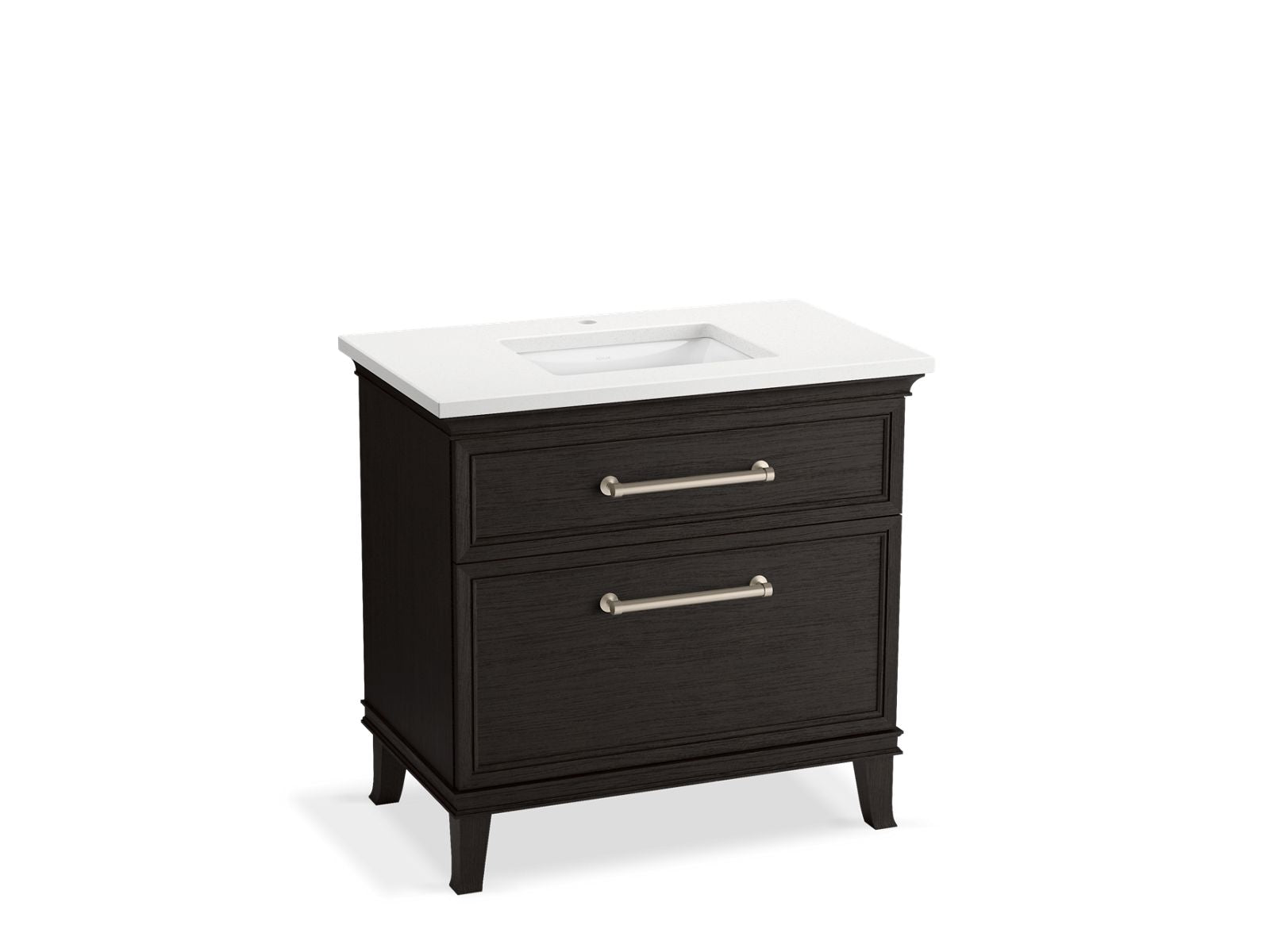 KOHLER K-CM33559-BD3-WWN 36" bathroom vanity cabinet with sink and quartz top  -  Carbon Oak