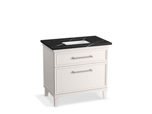 KOHLER K-CM33559-BD3-AEN 36" bathroom vanity cabinet with sink and quartz top  -  Linen White