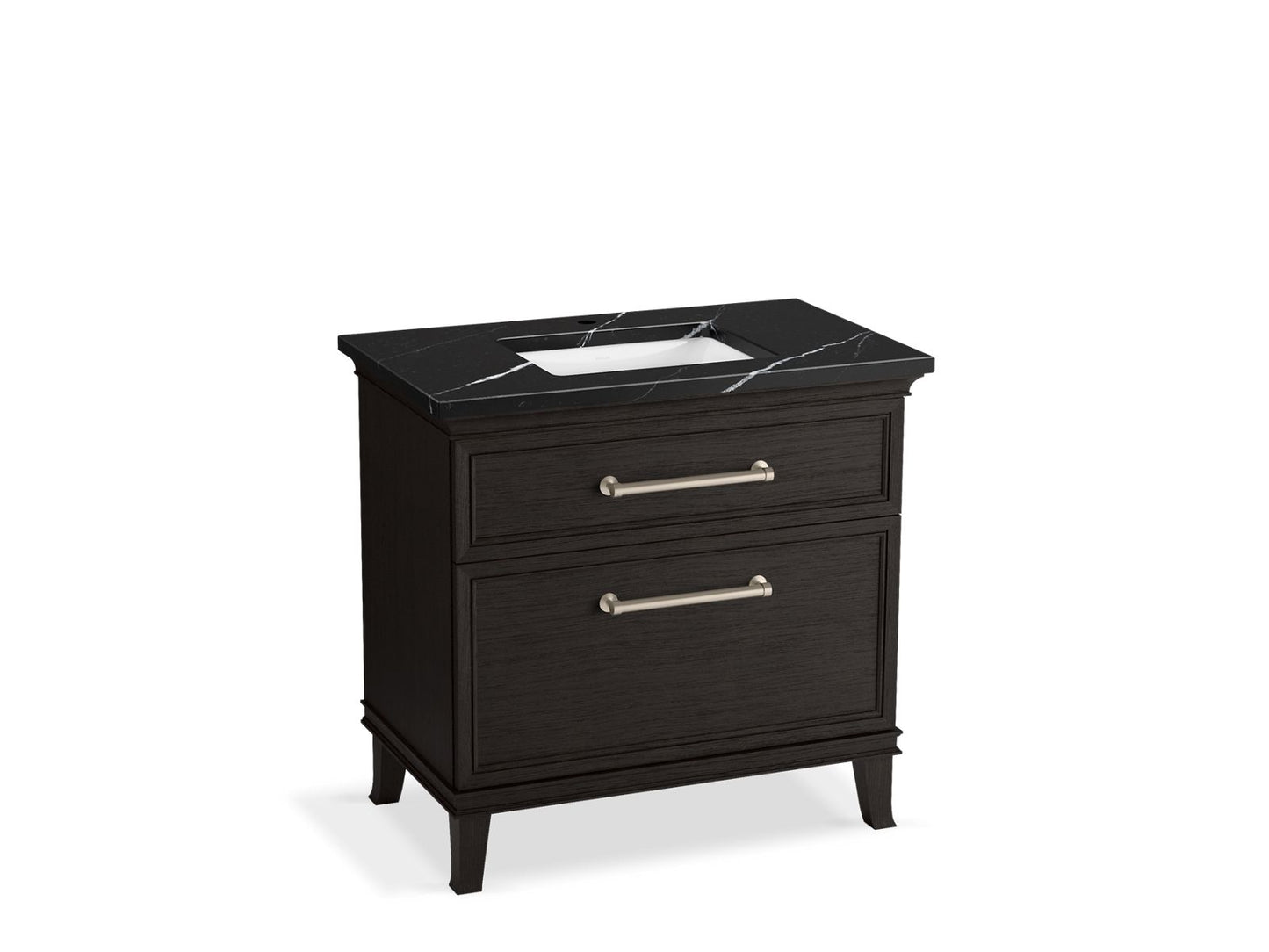KOHLER K-CM33559-BD3-BEN 36" bathroom vanity cabinet with sink and quartz top  -  Carbon Oak