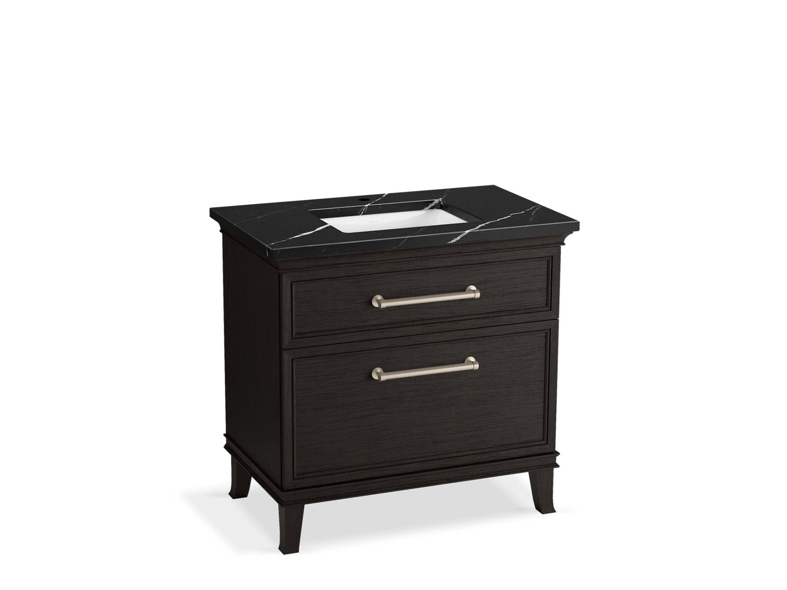KOHLER K-CM33559-BD3-BEN 36" bathroom vanity cabinet with sink and quartz top  -  Carbon Oak