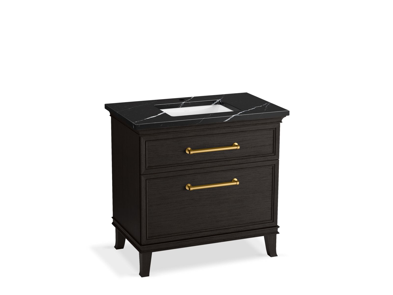 KOHLER K-CM33559-BD3-BEB 36" bathroom vanity cabinet with sink and quartz top  -  Carbon Oak