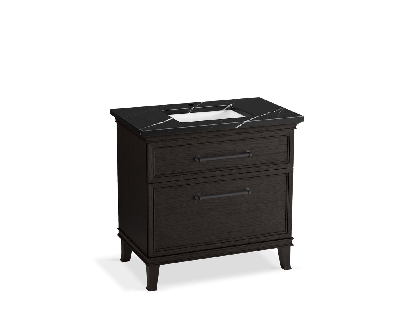 KOHLER K-CM33559-BD3-BEL 36" bathroom vanity cabinet with sink and quartz top  -  Carbon Oak