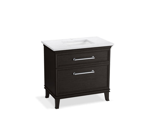 KOHLER K-CM33559-BD3-BTC 36" bathroom vanity cabinet with sink and quartz top  -  Carbon Oak