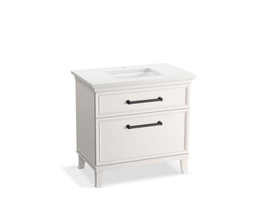 KOHLER K-CM33559-BD3-AWL 36" bathroom vanity cabinet with sink and quartz top  -  Linen White