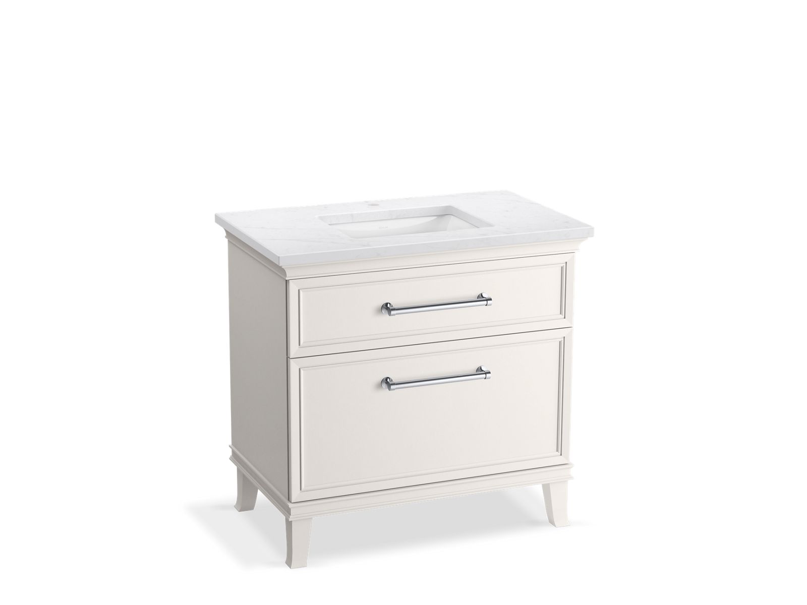 KOHLER K-CM33559-BD3-ATC 36" bathroom vanity cabinet with sink and quartz top  -  Linen White