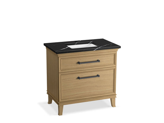 KOHLER K-CM33559-BD3-KML 36" bathroom vanity cabinet with sink and quartz top  -  Light Oak
