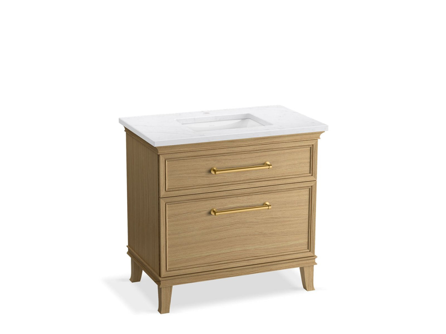 KOHLER K-CM33559-BD3-KTB 36" bathroom vanity cabinet with sink and quartz top  -  Light Oak