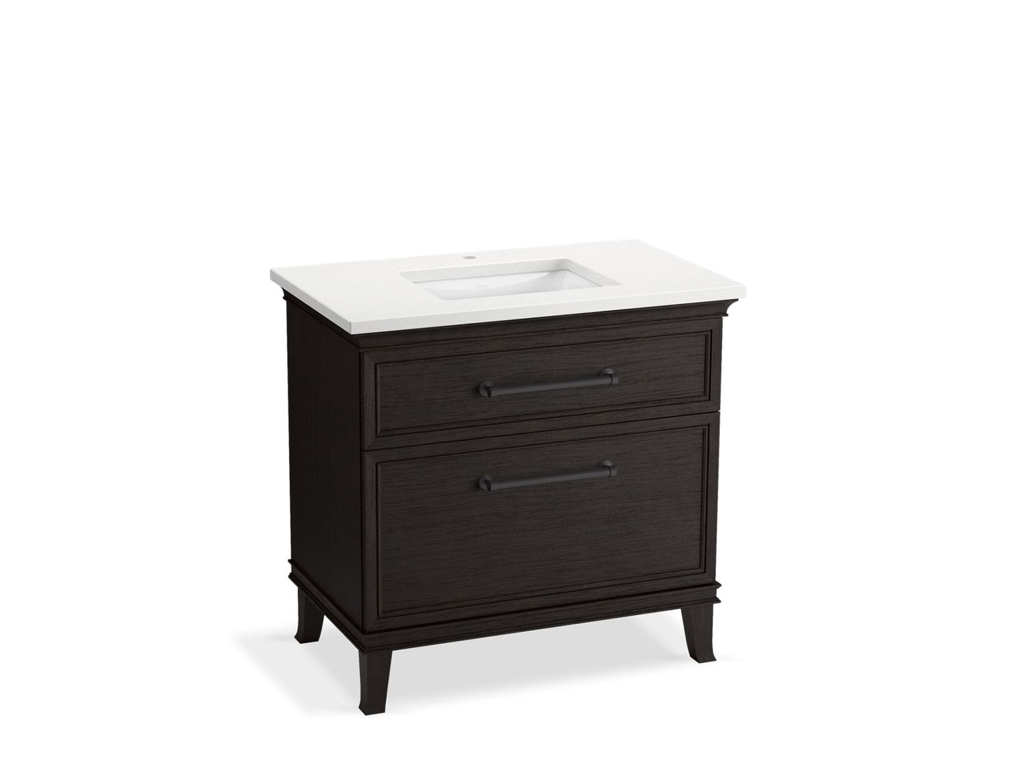 KOHLER K-CM33559-BD3-BWL 36" bathroom vanity cabinet with sink and quartz top  -  Carbon Oak