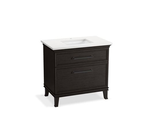 KOHLER K-CM33559-BD3-BWL 36" bathroom vanity cabinet with sink and quartz top  -  Carbon Oak