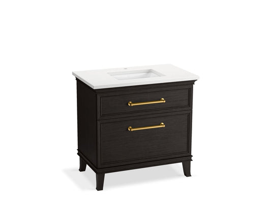KOHLER K-CM33559-BD3-BWB 36" bathroom vanity cabinet with sink and quartz top  -  Carbon Oak