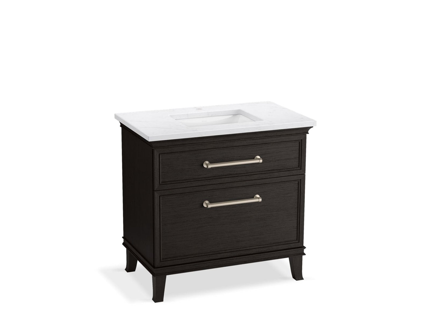 KOHLER K-CM33559-BD3-WTN 36" bathroom vanity cabinet with sink and quartz top  -  Carbon Oak