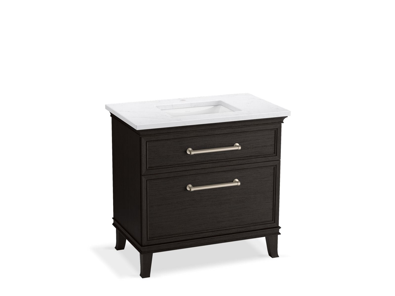 KOHLER K-CM33559-BD3-WTN 36" bathroom vanity cabinet with sink and quartz top  -  Carbon Oak