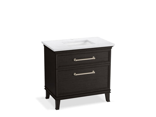 KOHLER K-CM33559-BD3-WTN 36" bathroom vanity cabinet with sink and quartz top  -  Carbon Oak