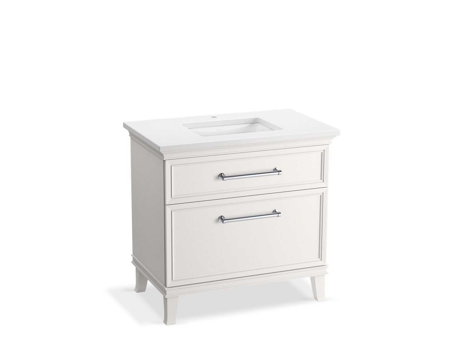 KOHLER K-CM33559-BD3-AWC 36" bathroom vanity cabinet with sink and quartz top  -  Linen White
