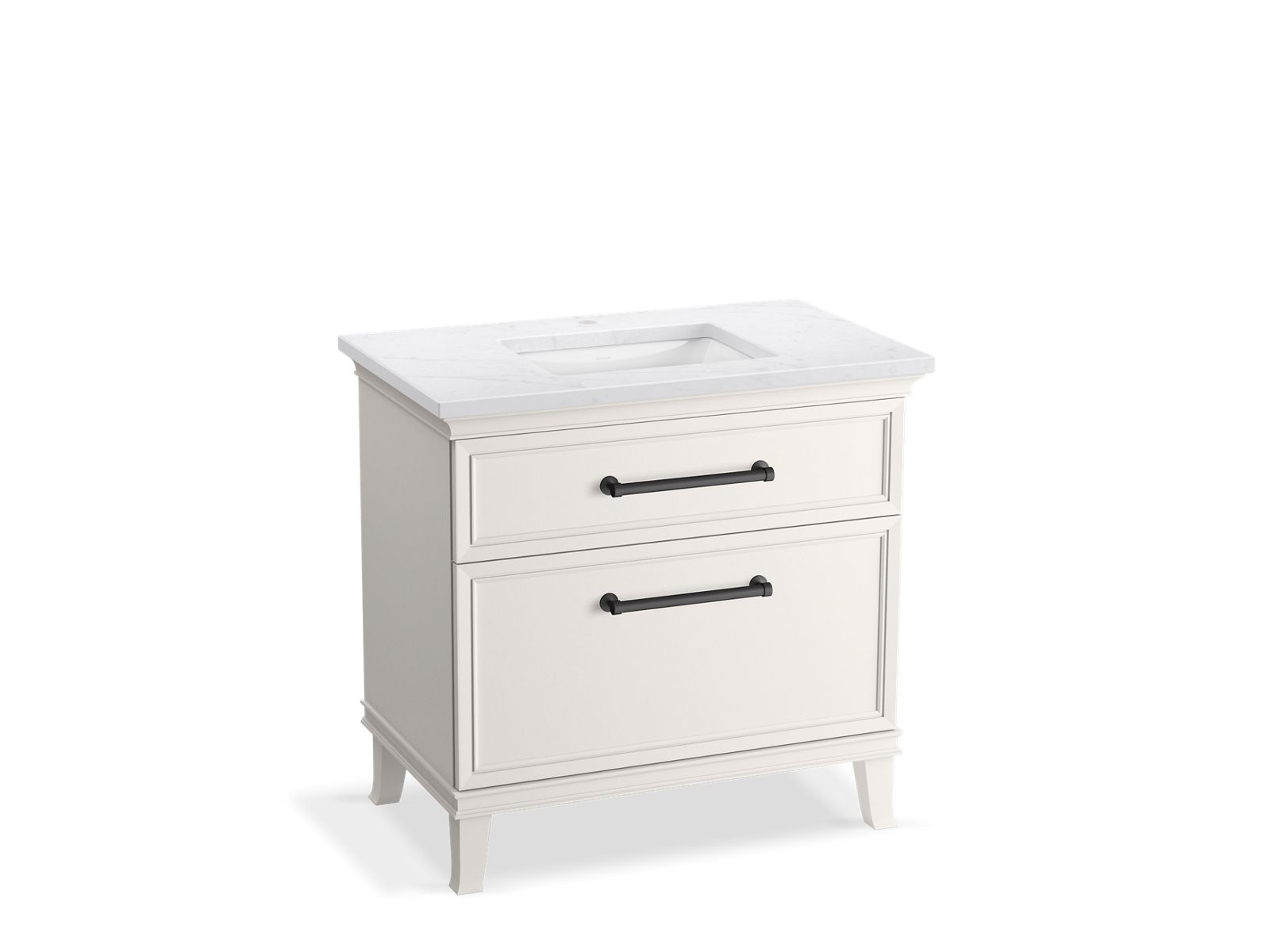 KOHLER K-CM33559-BD3-ATL 36" bathroom vanity cabinet with sink and quartz top  -  Linen White