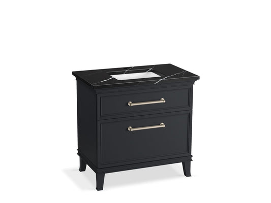 KOHLER K-CM33559-BD3-XEN 36" bathroom vanity cabinet with sink and quartz top  -  Slate Grey